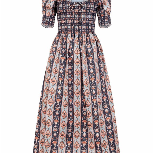 Hill House Dresses & Skirts - Hill House Madeline Nap Dress Navy and Coral/Red Midi Dress